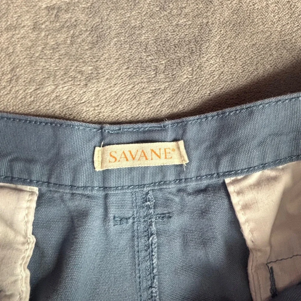 Savane‎ Cargo Shorts Mens 38x8 Blue Gray Cotton Elastic Waist Utility Casual